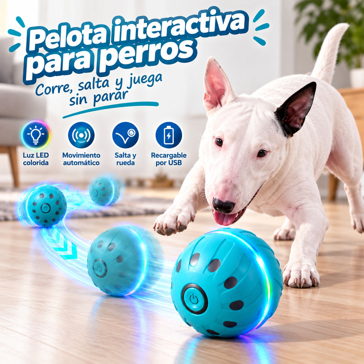 Pelota interactiva que juega sola con tu perro