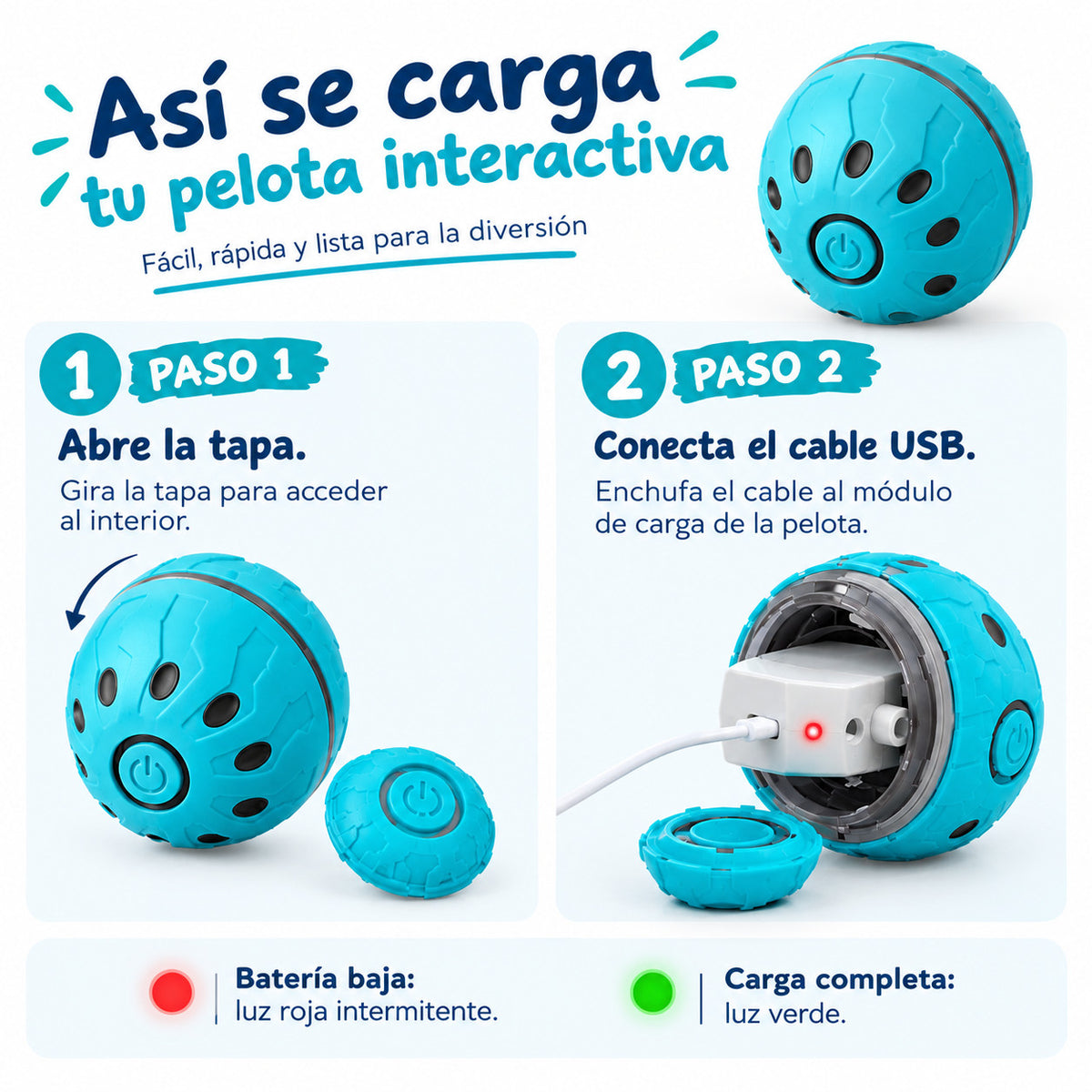 Pelota interactiva que juega sola con tu perro